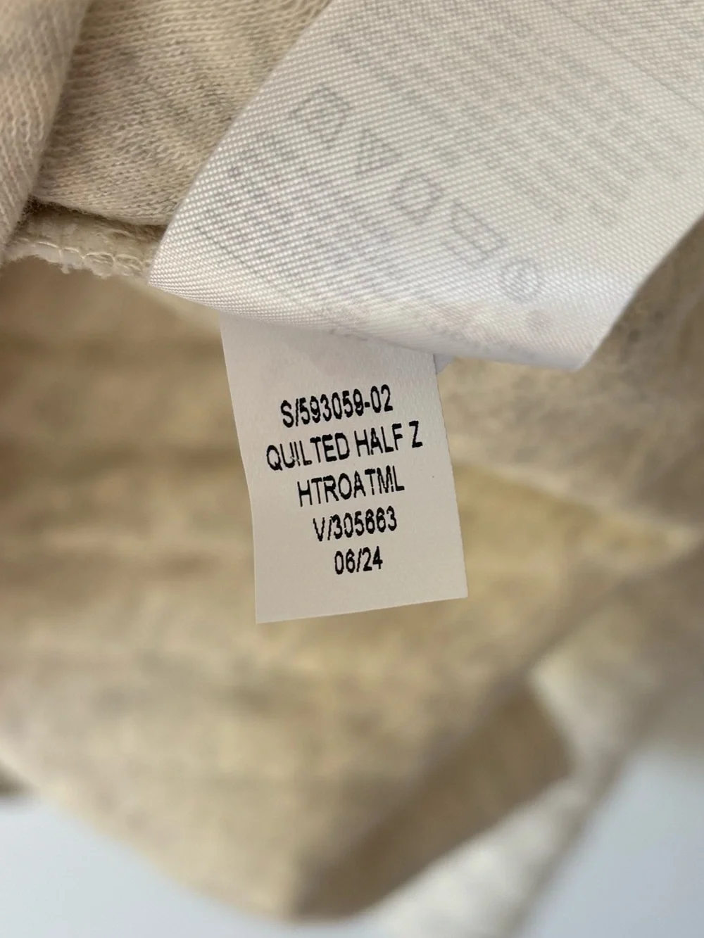 Banana Republic Quilted Knit Quarter Zip Pullover Cream Oatmeal Heather